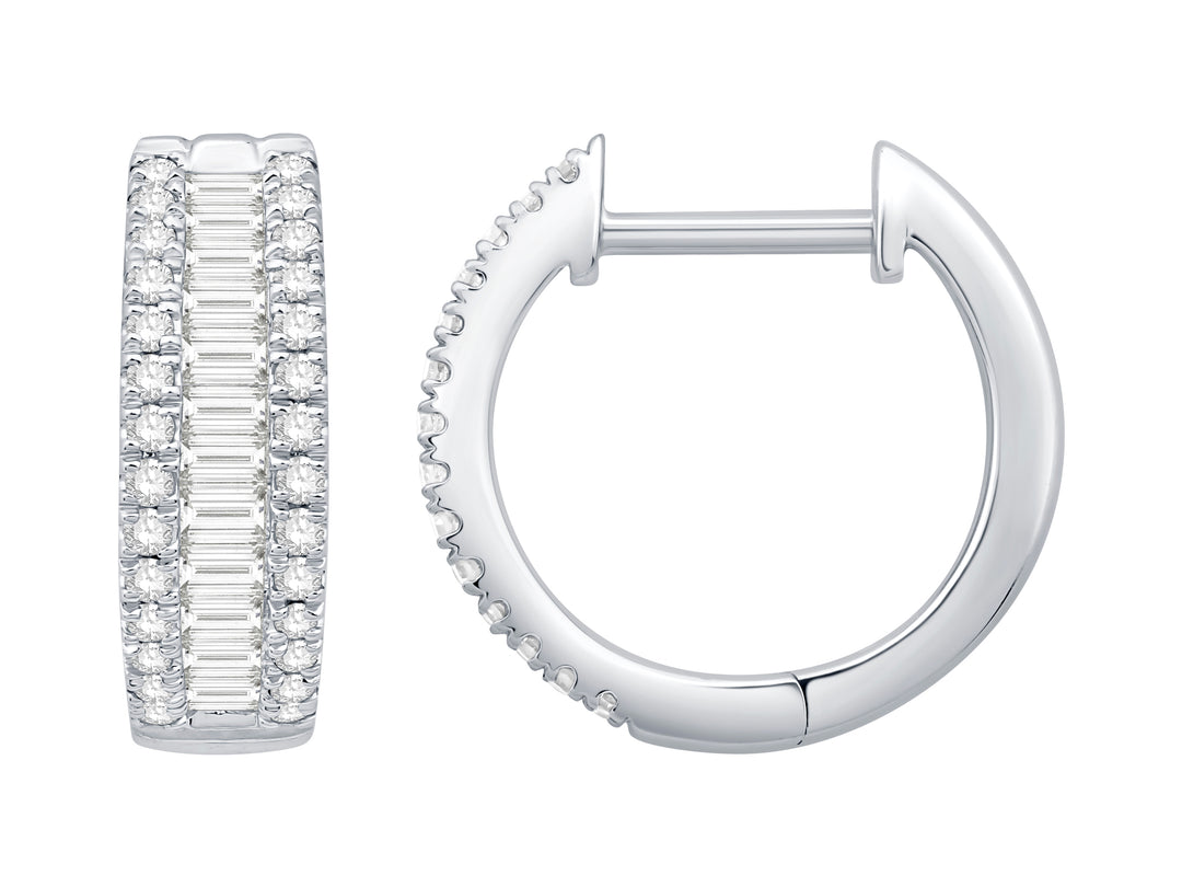 14 Karat White Gold 0.51ct Diamond Huggie Earrings