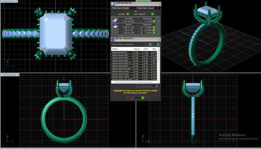 A image showing the digital design of the 14 Karat Diamond Accented Natural Diamond Custom Engagement Ring