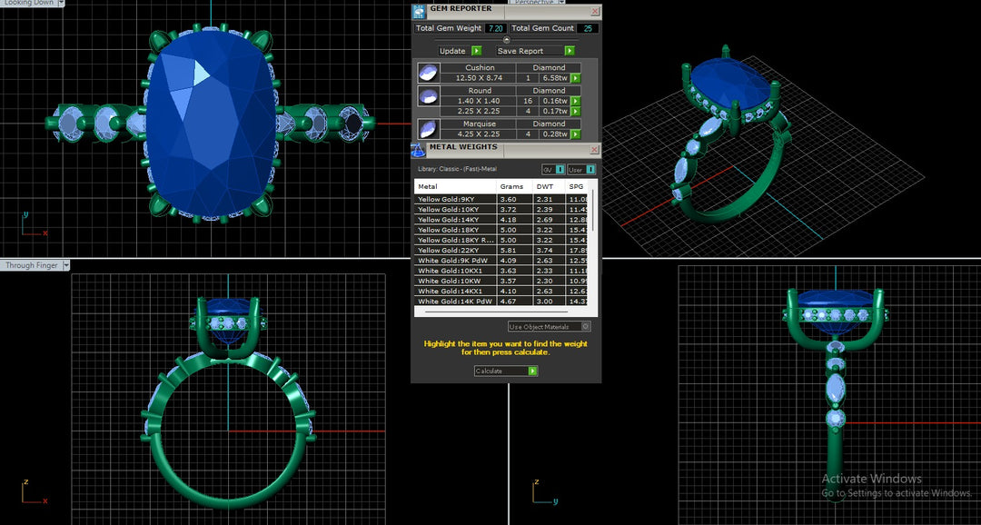 A image showing the digital design of the 14 Karat Hidden Halo Lab Grown Diamond Engagement Ring