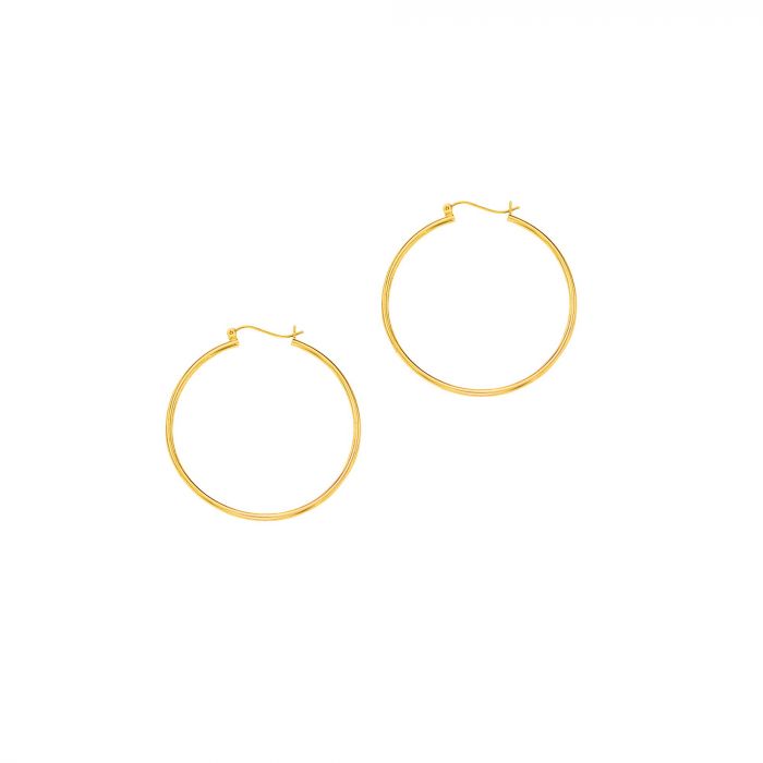 14 Karat Yellow Gold Medium Hoop Earrings
