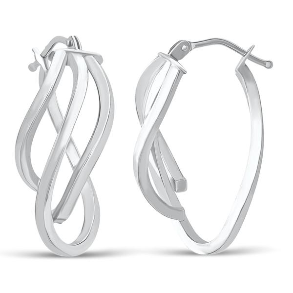 14 Karat White Gold Twisted Hoop Earrings