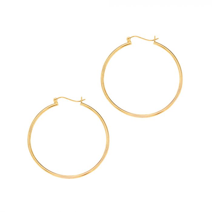 14 Karat Yellow Gold Medium Hoop Earrings