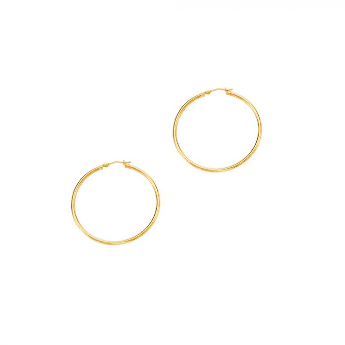 14 Karat Yellow Gold Polished Medium Hoop Earrings