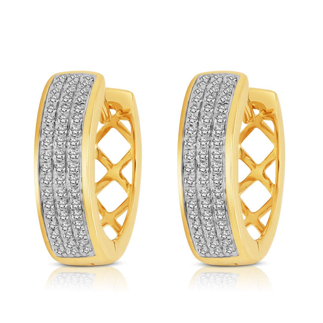 14 Karat Yellow Gold 0.23ct Diamond Huggie Earrings