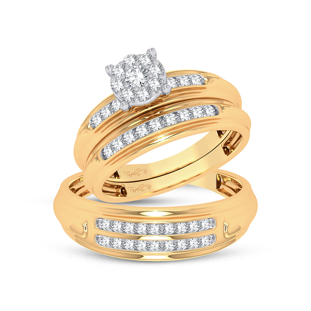 14 Karat Yellow Gold Trio Set Diamond Wedding Set