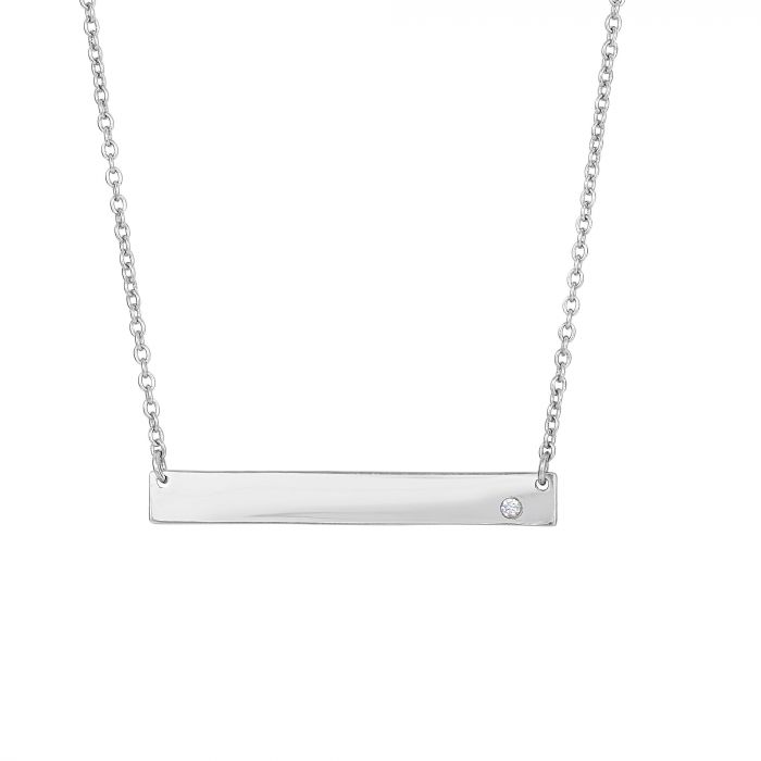 Sterling Silver Engraveable Bar Necklace
