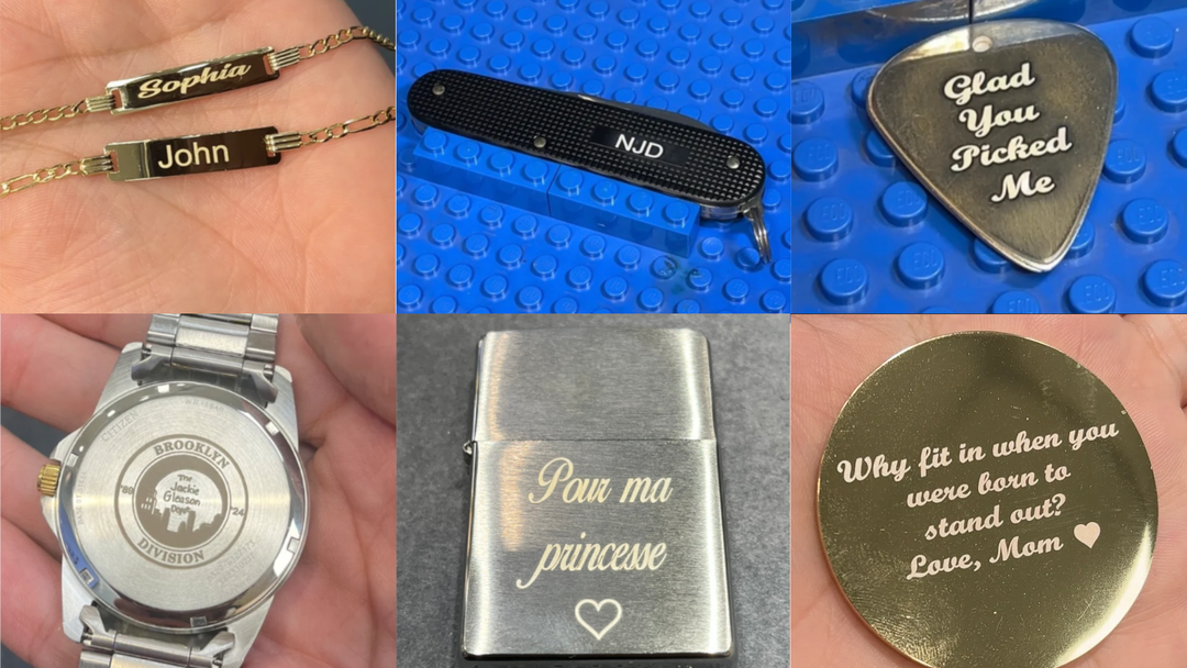 a image showing a variety of items laser engraved