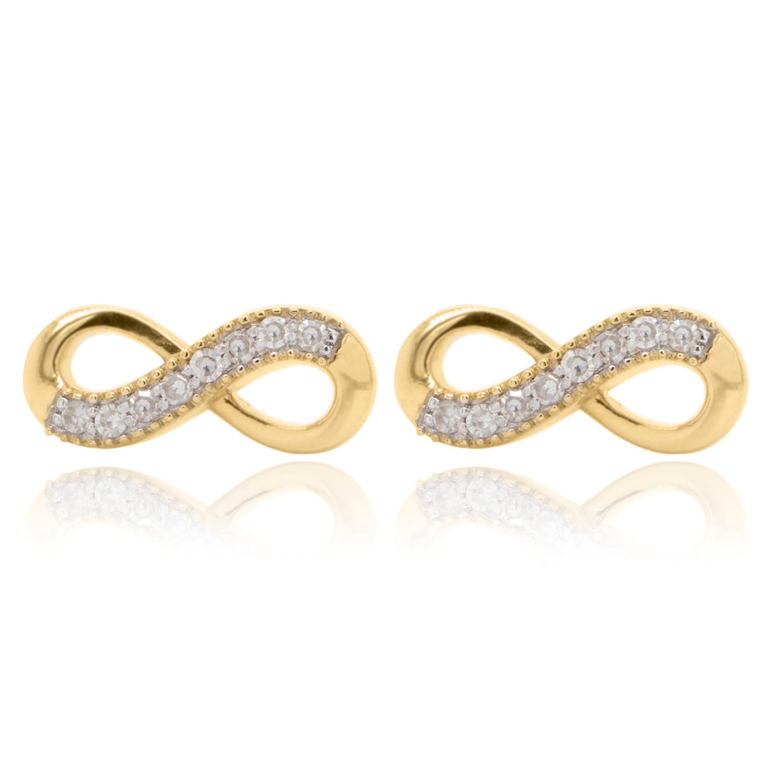 14 Karat Yellow Gold 0.06ct Diamond Infinity Stud Earrings