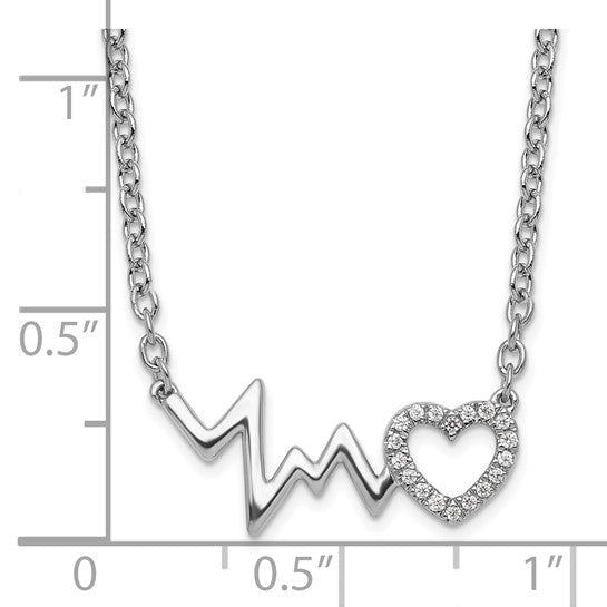 Sterling Silver Heartbeat 0.05ct Diamond Necklace - 18 inch