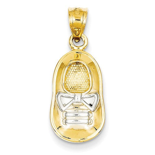 14 Karat 2 Tone Gold Baby Shoe Charm Pendant