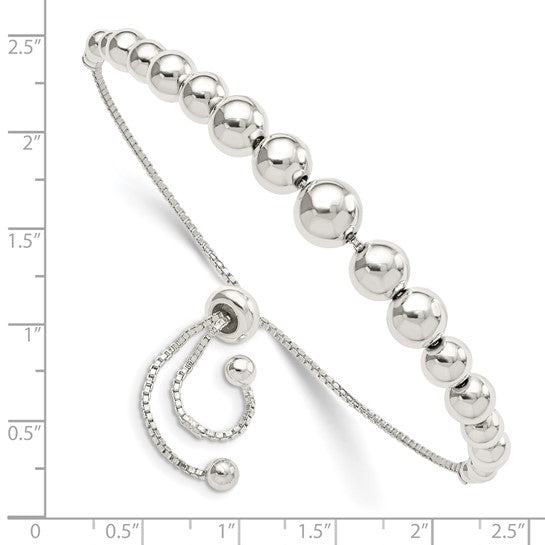 Sterling Silver Adjustable Polished Graduated Bead Bracelet