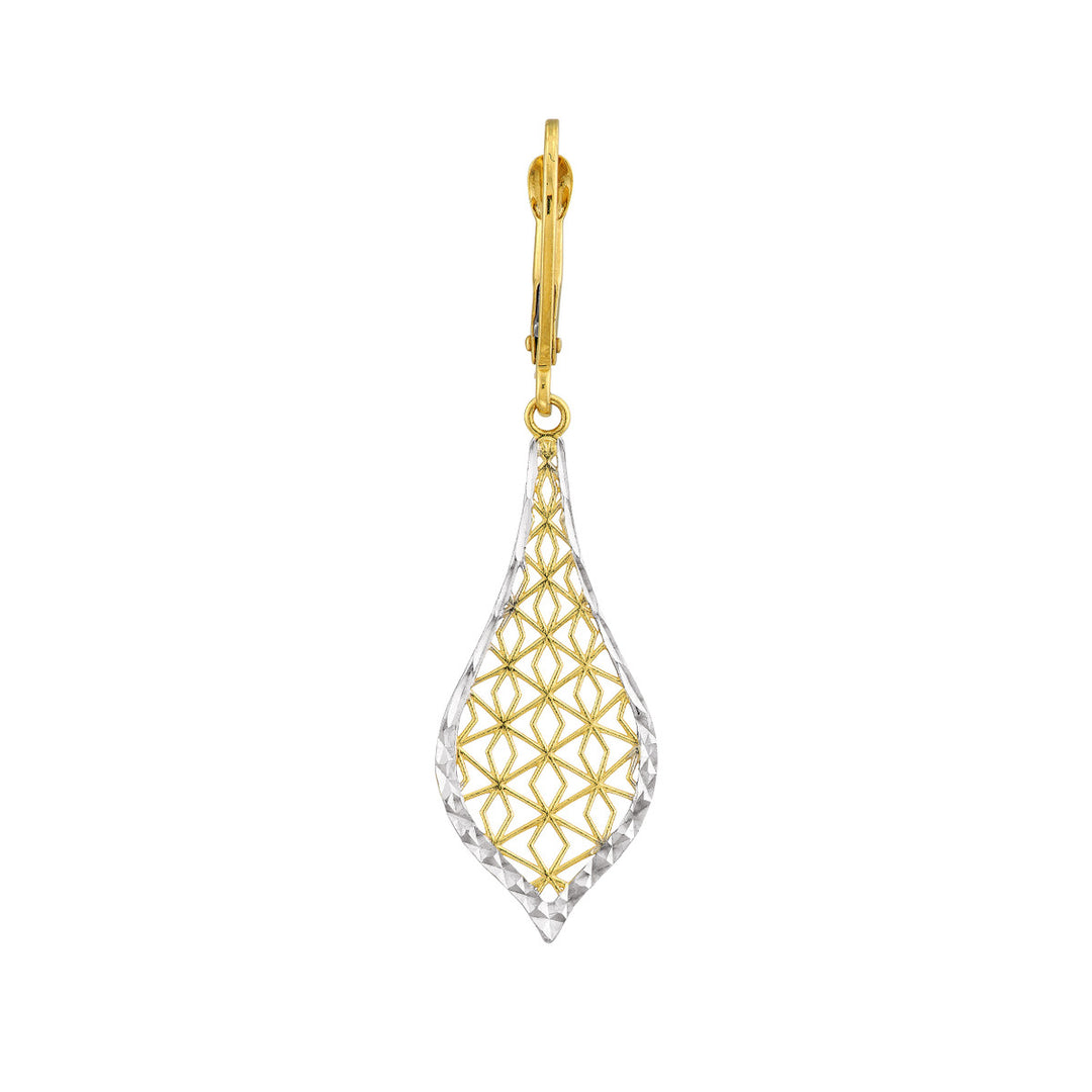 14 Karat 2 Tone Gold Drop Earrings