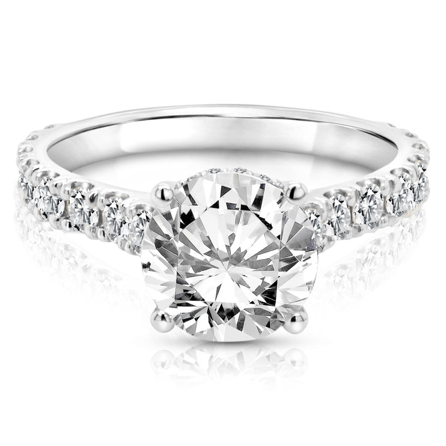 3ct Round Lab Grown Diamond Hidden Halo, 14K White Gold