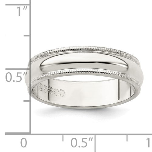 Men's Sterling Silver White Milgrain Wedding Band