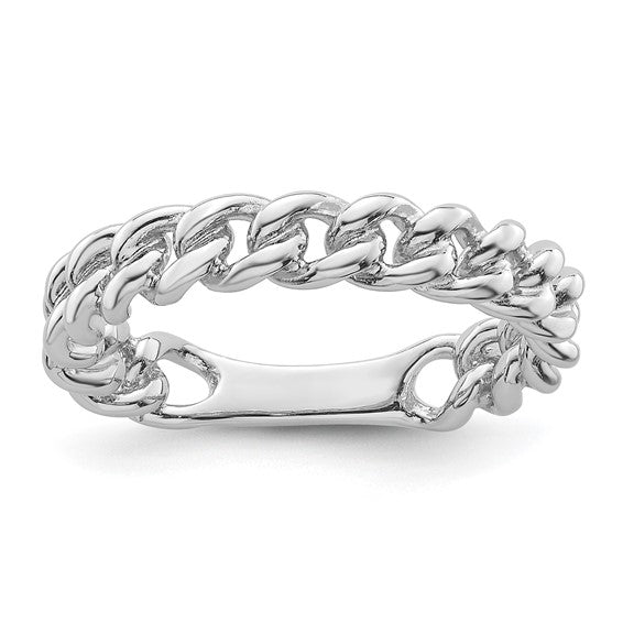 Sterling Silver Polished Chain Link Ring - Size 6