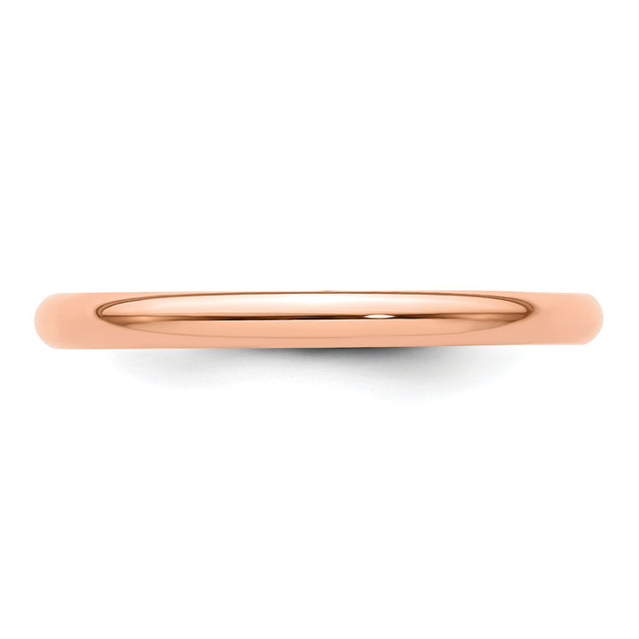 14K Rose Gold 2mm Half Round Wedding Band — Close-Up Detail