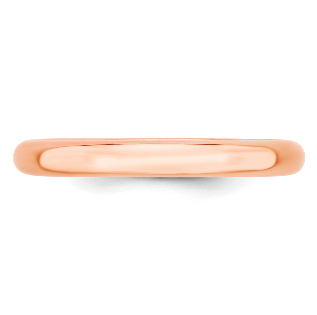 14K Rose Gold 3mm Comfort Fit Wedding Band - Side Profile