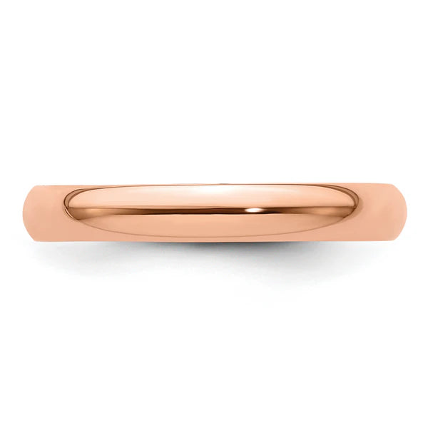 14K Rose Gold 3mm Half Round Wedding Band Close-Up Detail