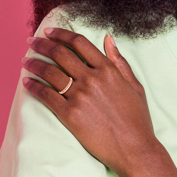 14K Rose Gold 3mm Half Round Wedding Band Front View