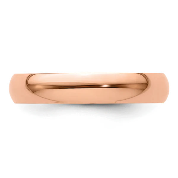 14K Rose Gold 4mm Half Round Wedding Band Close-Up Detail