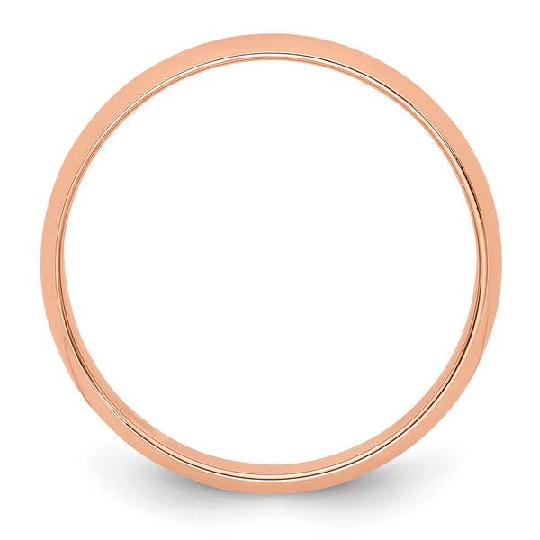 14K Rose Gold 4mm Half Round Wedding Band Side Profile