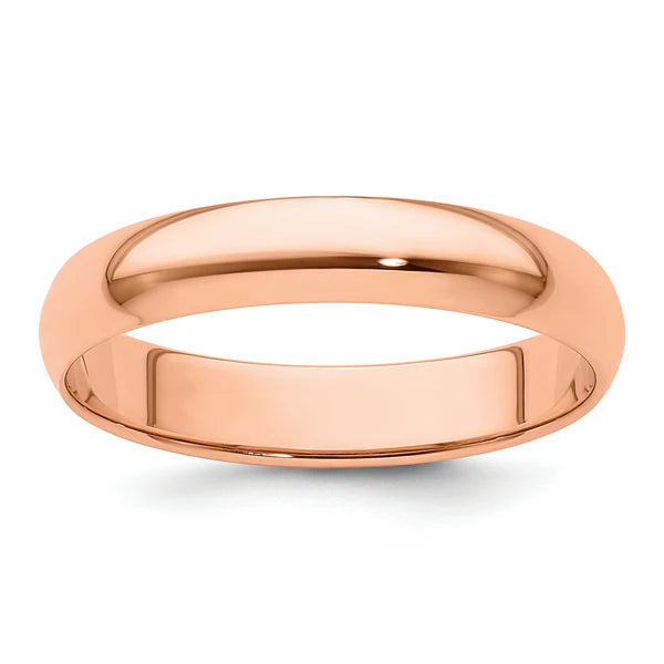 14K Rose Gold 4mm Half Round Wedding Band