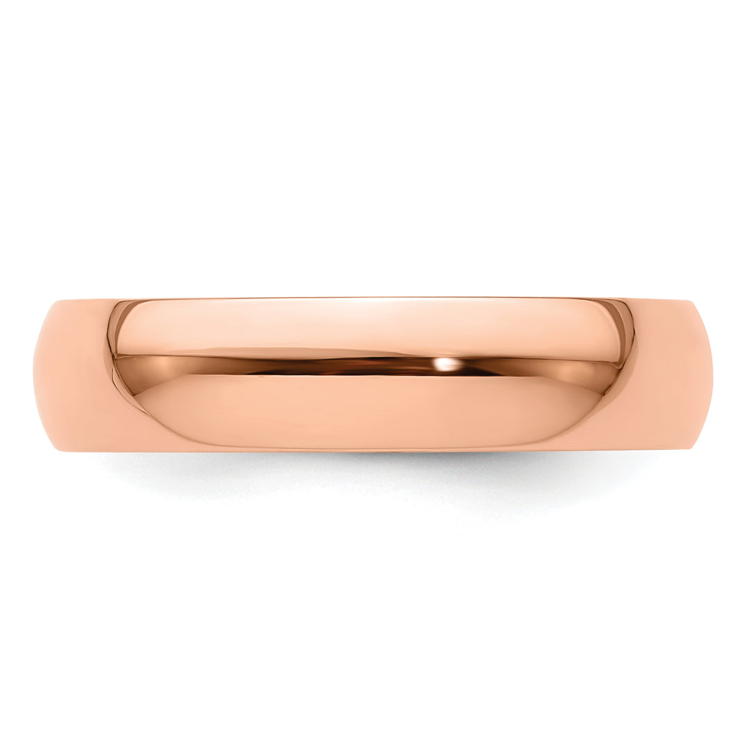 14K Rose Gold 5mm Half Round Wedding Band — Close-Up Detail