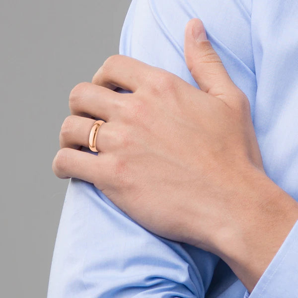 14K Rose Gold 5mm Half Round Wedding Band Front View
