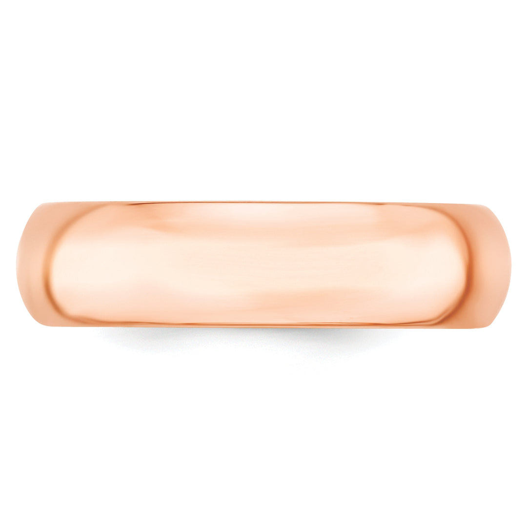 14K Rose Gold 6mm Comfort Fit Wedding Band - Front View