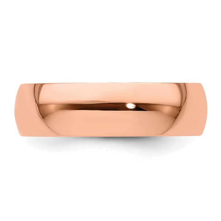 14K Rose Gold 6mm Half Round Wedding Band — Close-Up Detail