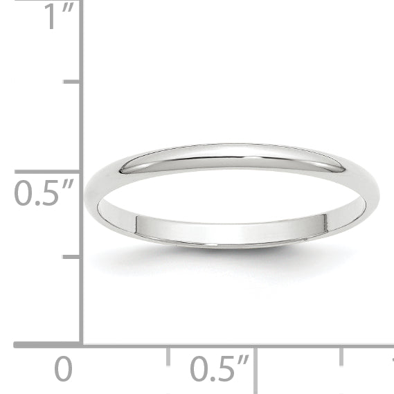 14K White Gold 2mm Half Round Wedding Band — Close-Up Detail