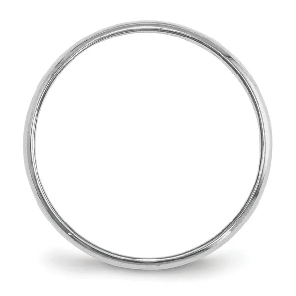 14K White Gold 2mm Half Round Wedding Band Front View