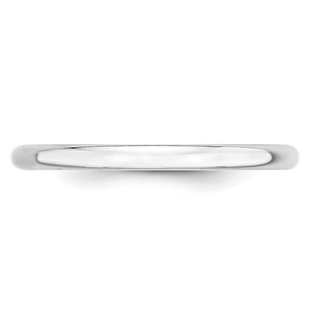 14K White Gold 2mm Half Round Wedding Band — Side Profile