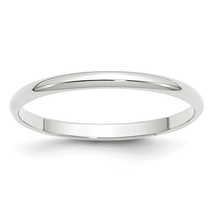 14K White Gold 2mm Half Round Wedding Band