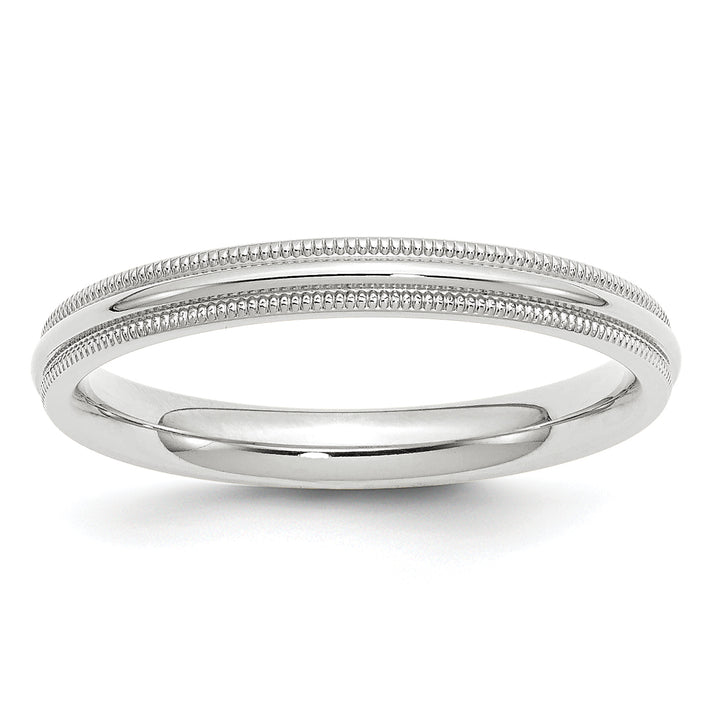 14K White Gold 3mm Comfort Fit Milgrain Wedding Band