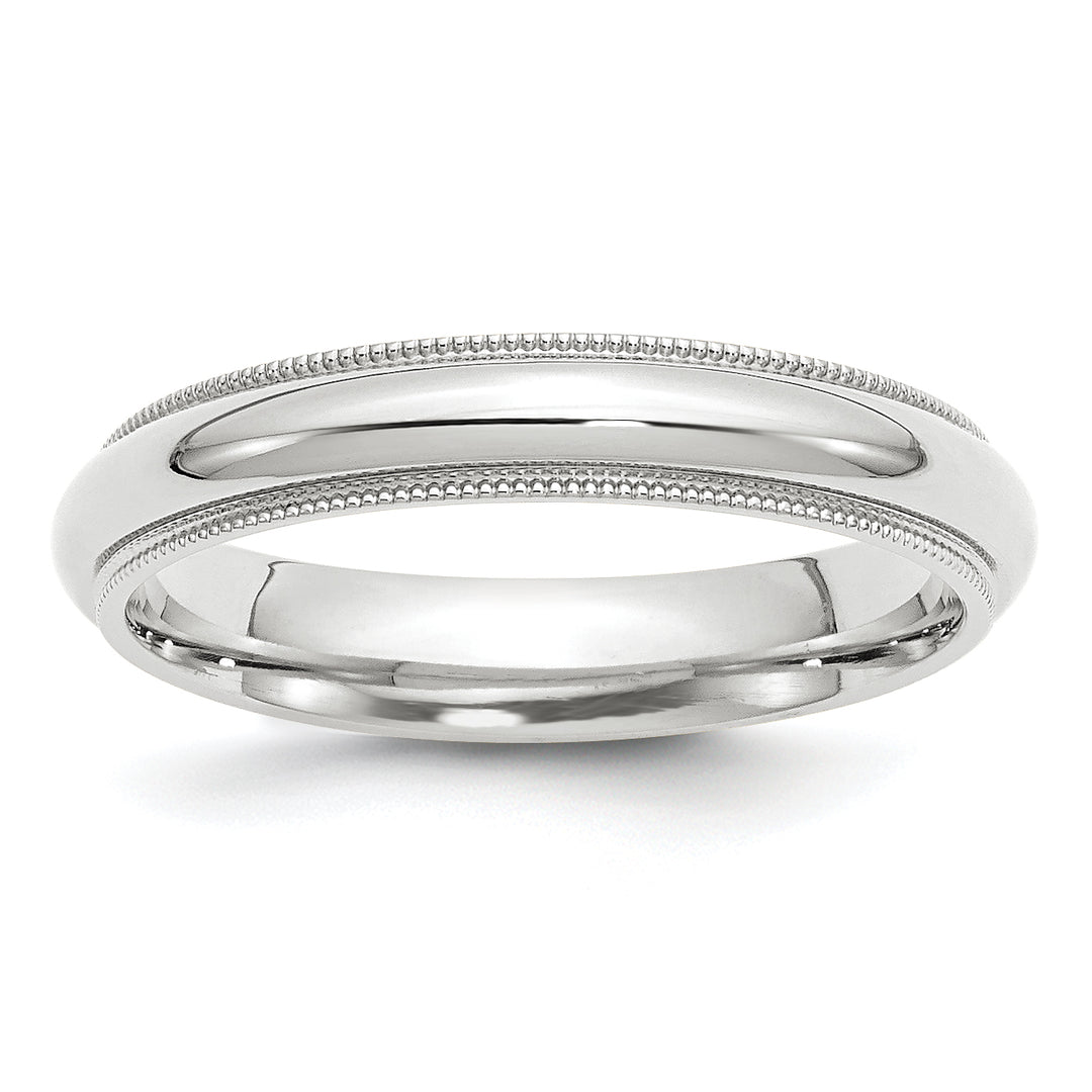 14K White Gold 4mm Comfort Fit Milgrain Wedding Band