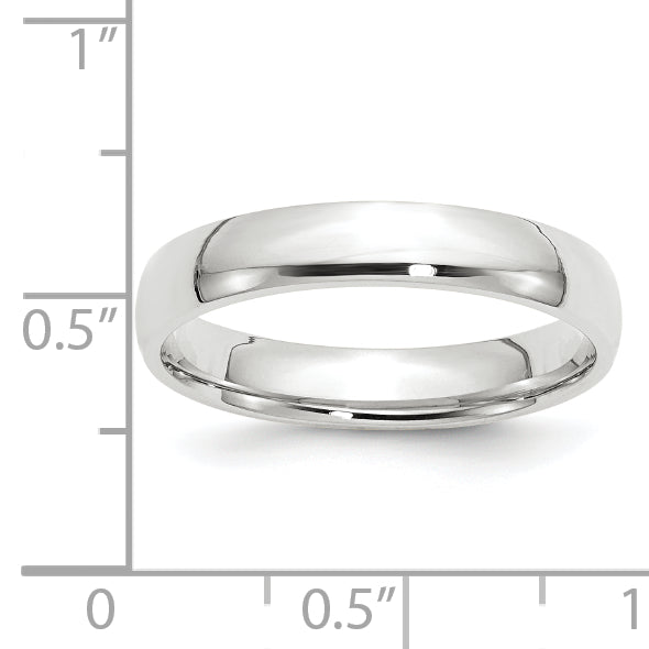 14K White Gold 4mm Comfort Fit Wedding Band - Side Profile