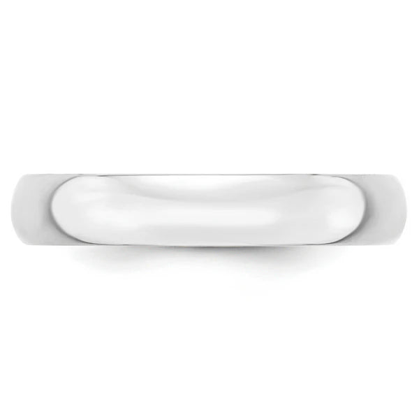 14K White Gold 4mm Half Round Wedding Band Front View