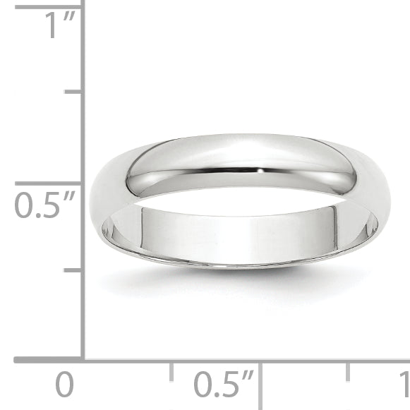 14K White Gold 4mm Half Round Wedding Band — Side Profile