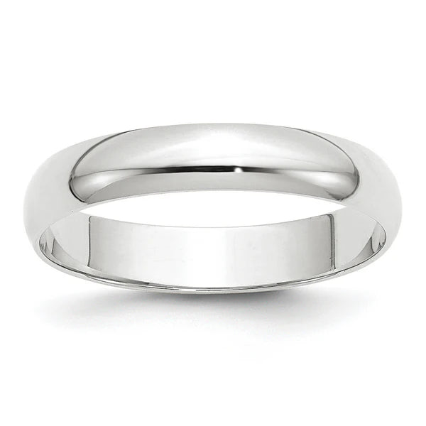 14K White Gold 4mm Half Round Wedding Band