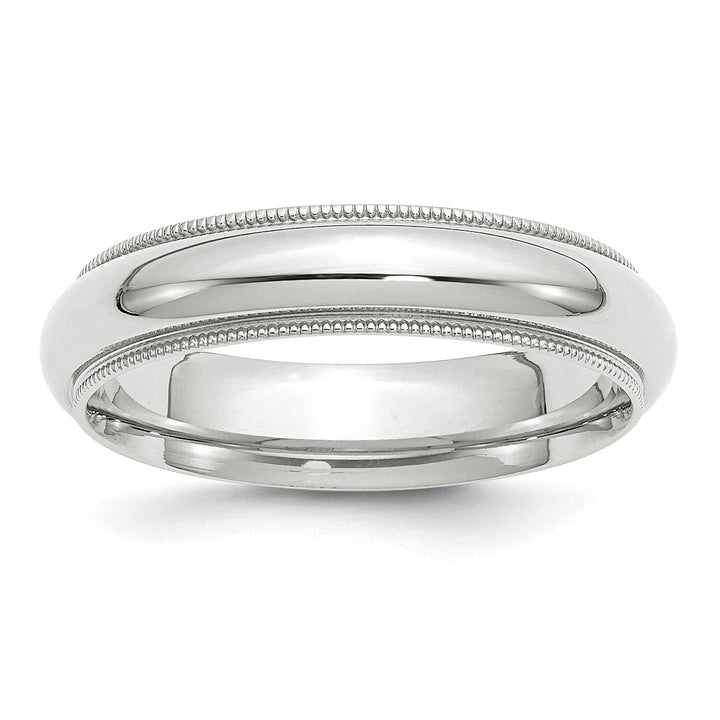 14K White Gold 5mm Comfort Fit Milgrain Wedding Band
