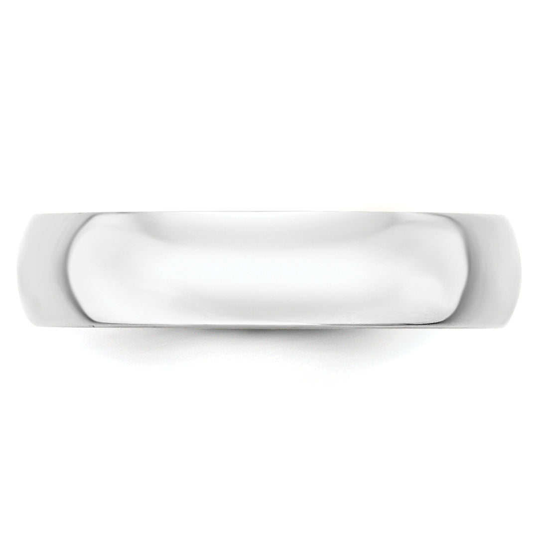 14K White Gold 5mm Half Round Wedding Band — Front View