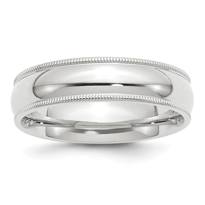 14K White Gold 6mm Comfort Fit Milgrain Wedding Band
