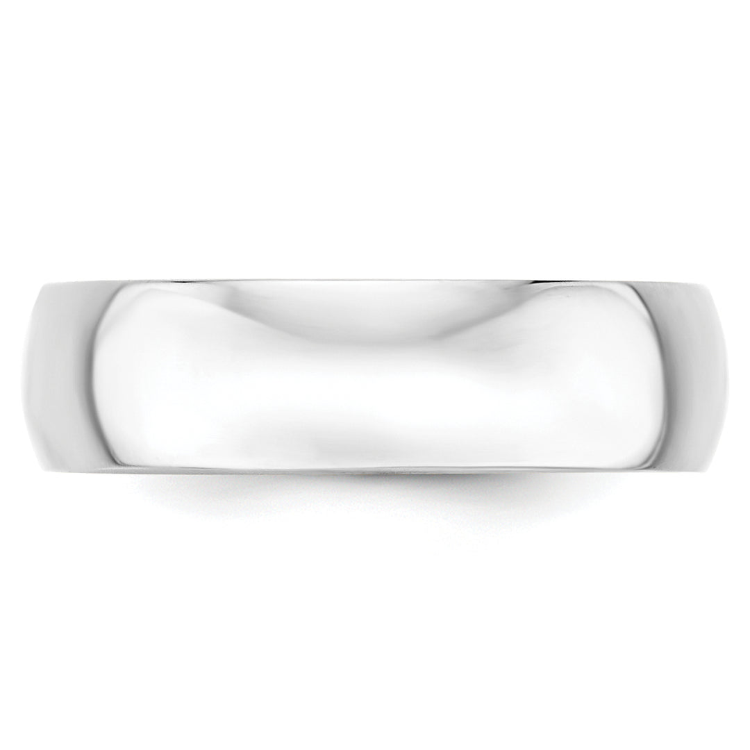 14K White Gold 6mm Half Round Wedding Band — Front View
