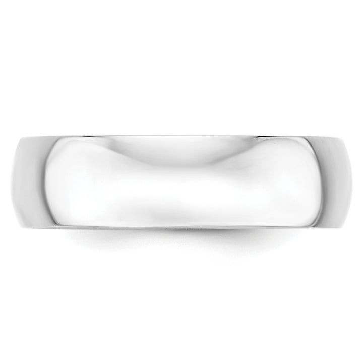 14K White Gold 6mm Half Round Wedding Band — Front View