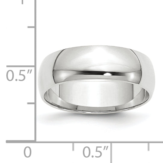 14K White Gold 6mm Half Round Wedding Band — Side Profile