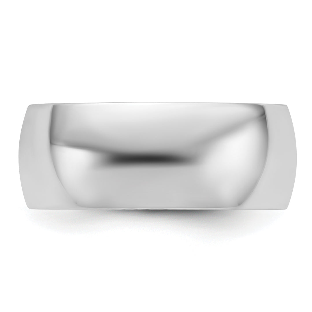 14K White Gold 8mm Half Round Wedding Band — Side Profile