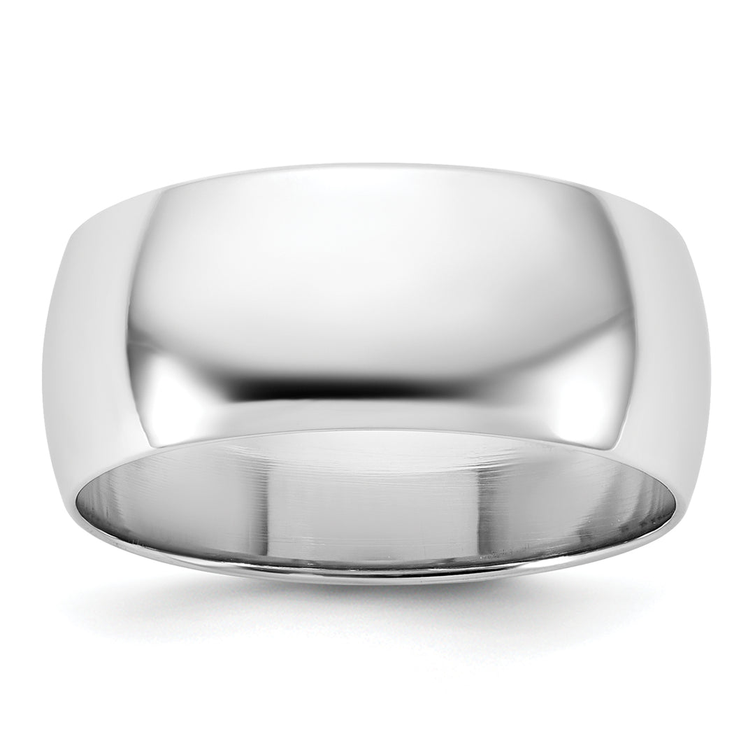 14K White Gold 8mm Half Round Wedding Band