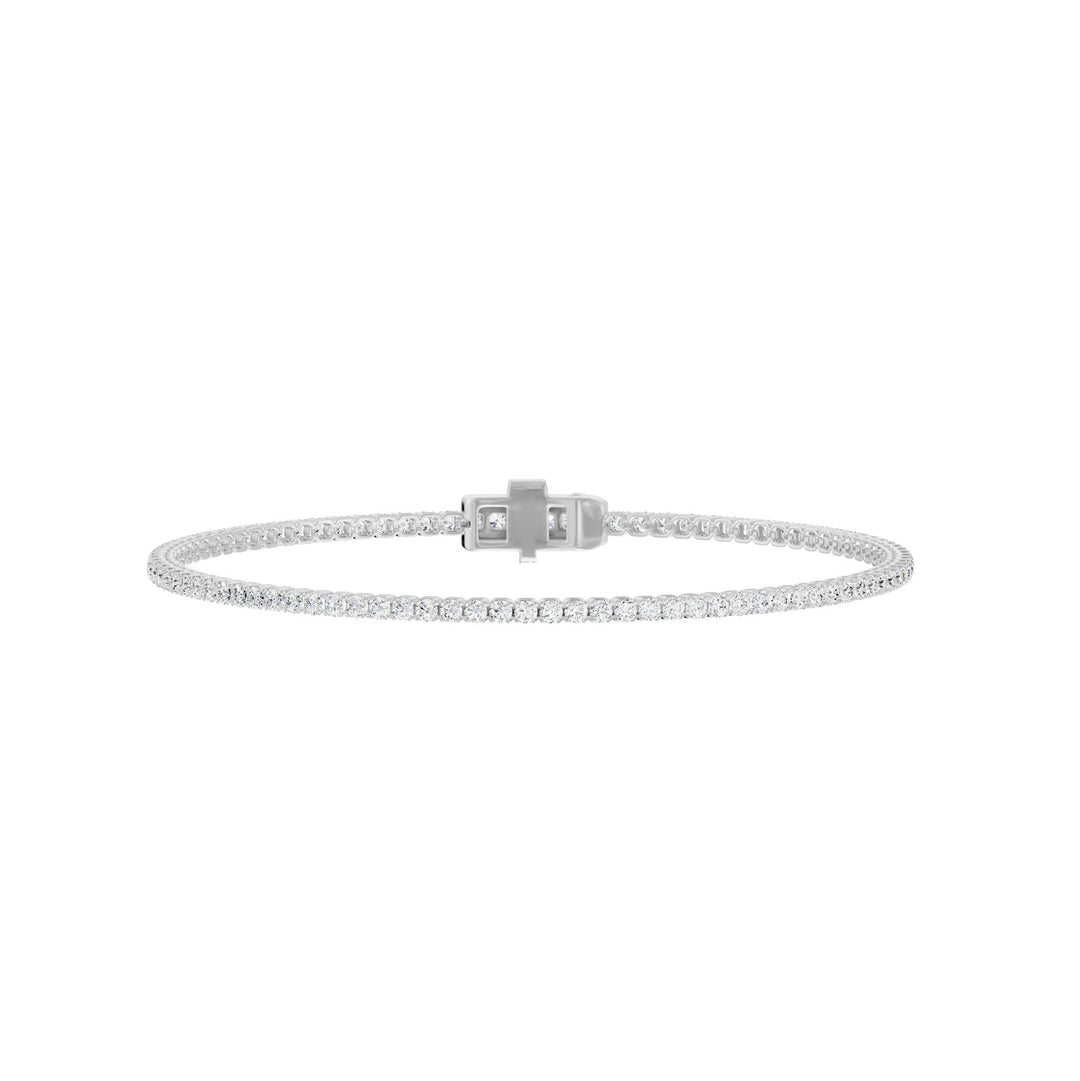 14K white gold round lab-grown diamond tennis bracelet 1.99 carats
