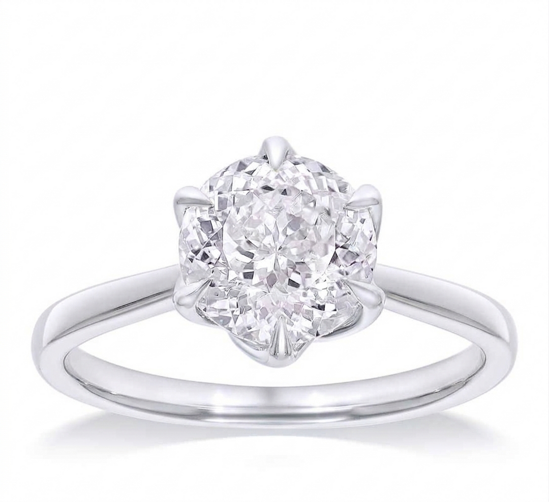 14K white gold solitaire engagement ring with 2.03 carat round lab-grown diamond
